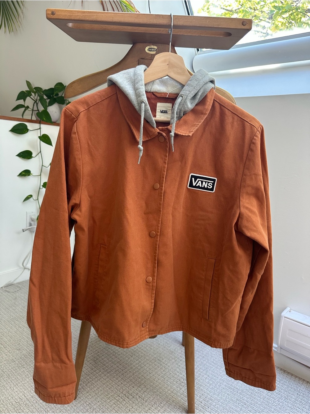 Vans Women's Rust Orange Coach Jacket with Grey Hood